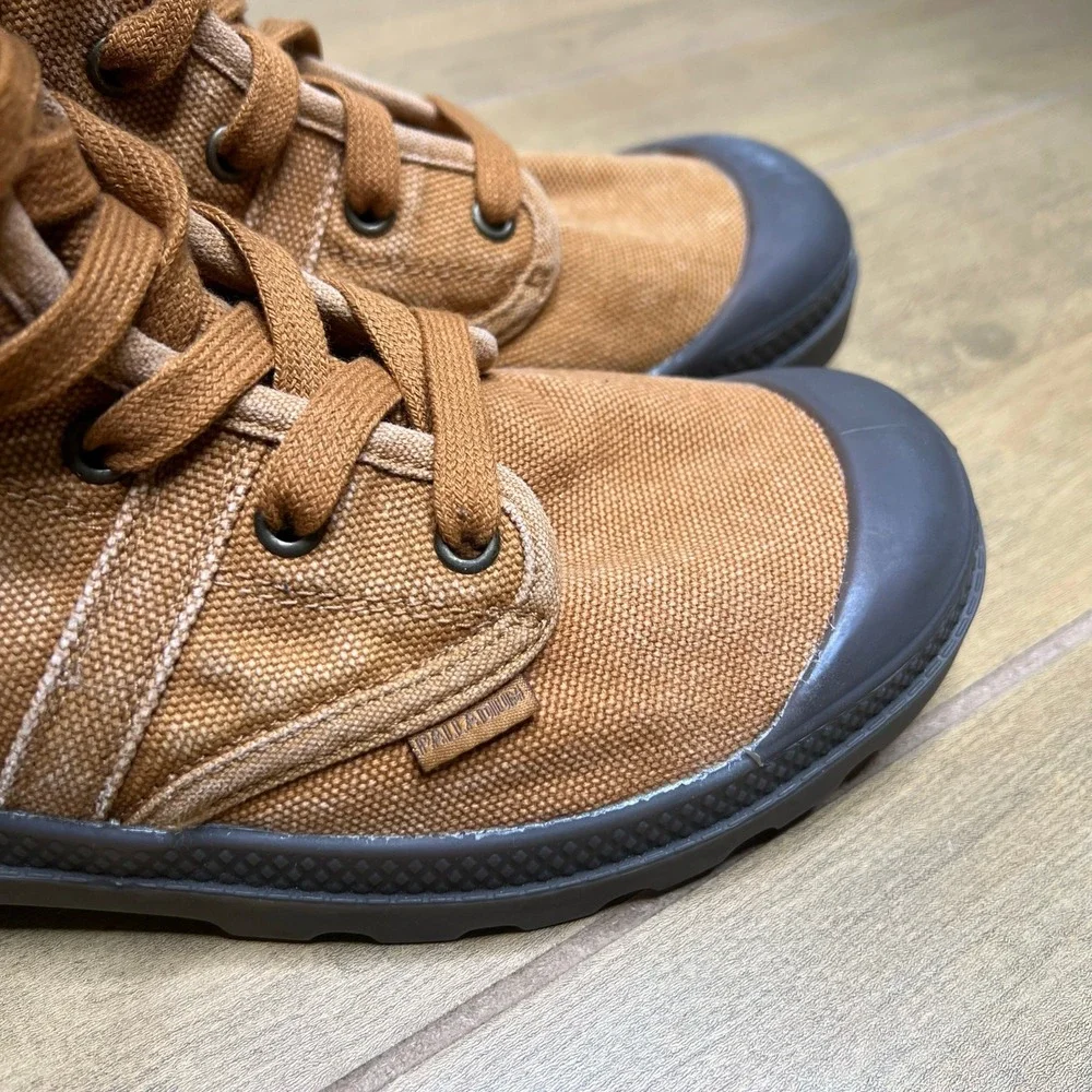 Palladium‎ Pampa Hi Boots Mens 7.5 Brown 02478-251-M Canvas Lug Sole Combat